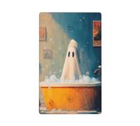 Ghost in Big Cozy Bathroom with Towel Single Toggle Blank Wall Plate Light Switch Cover Decorative 1 Gang for Kitchen Room Bathroom Size 11.4 x 7 cm