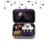 Ghost in Box, Halloween Desk Decoration, Miniature Tin Scene Organizer | Utility accessory, ghost in box, Halloween desk decoration, joyful miniature tin organizer tool for bedside and bookshelf set