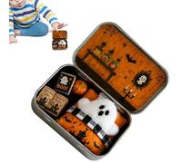 Ghost in Box, Halloween Desk Decoration, Miniature Tin Scene Organizer | Utility accessory, ghost in box, Halloween desk decoration, joyful miniature tin organizer tool for bedside and bookshelf set