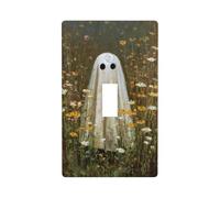 Ghost in Field of Wild Flowers Interrupteur décoratif simple plaque murale 1 gang pour cuisine, ferme, chambre à coucher, salle de bain
