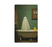 Ghost in Old-Fashioned Bathtub Rubber Ducky Single Toggle Blank Wall Plate Light Switch Cover Decorative 1 Gang for Kitchen Room Bathroom Size 11.4x7cm