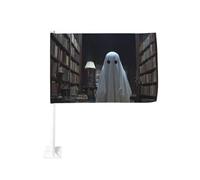 Ghost In The Library At Night Car Flag Outdoor Window Clip 30 x 45 cm Double Side Car Decoration