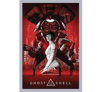 Ghost In The Shell - Poster - Red + cadre amovible, Shinsuke® Maxi MDF argenté, vitre acrylique