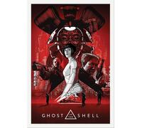 Ghost In The Shell - Poster - Red + cadre amovible, Shinsuke® Maxi MDF blanc, vitre acrylique