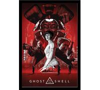 Ghost In The Shell - Poster - Red + cadre amovible, Shinsuke® Maxi MDF noir, vitre acrylique