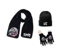 Ghost Killing Écharpe Gant Bonnet en tricot Coffret de Noël Kimetsu Frannel Foulard Douce Unisexe Bavoir Gants tactiles Bonnet de laine Ensemble de protection contre le froid