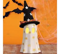 Ghost Light Mignon Resin Halloween Ghost with Hat & on/Off Switch Halloween Decorations for Desktop Shelf Mantel, décorations