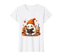 Ghost Livre de Lecture avec Feuilles d'automne Café fantôme d'halloween T-Shirt Graphique avec Valeur