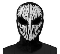 Ghost Masque Cagoule de moto tactique coupe-vent pour casque ou airsoft Combinaison pour jeux de rôle, Halloween et cosplay (DE/NL/SE/PL, Alphanumérique, Taille unique, Noir et blanc)