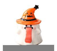 Ghost Mug - Tasses légères d'Halloween pour | Gobelet à lait portable pour le petit-déjeuner | 450 ml tasse à lait confortable en forme de fantôme avec couvercle en céramique pour salon études