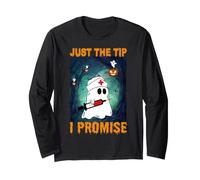 Ghost Nurse Funny Halloween Costume Just The Tip I Promise Manche Longue