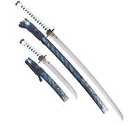 Ghost of Tsushima Pack Katana et Tanto en Bois Lame Decoration Epee Jin Sakai Sabre Replique Cosplay Deluxe Edition + Presentoir en Bois Inclus