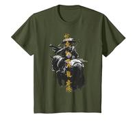 Ghost of Yotei Atsu Lone Mercenary with Golden Kanji T-Shirt, Enfant, Olive, 2 Ans