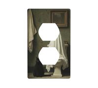Ghost On The Toilet with Black Cat Outlet Cover Light Switch Cover Decorative 1 Gang Wall Plate for Kitchen Room Bathroom Size 7x11.4cm