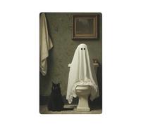 Ghost On The Toilet with Black Cat Single Toggle Blank Wall Plate Light Switch Cover Decorative 1 Gang for Kitchen Room Bathroom Size 11.4x7cm