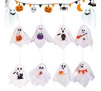 Ghost Ornaments, Cute Halloween Tree Decor, 8 Piece Hanging Set, 6.69x5.12x0.98 inches, Lightweight Sturdy Design, Spooky Accent for Home Yard Patio Garden Entryway Window Indoor Outdoor Use