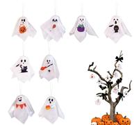 Ghost Ornaments, Cute Halloween Tree Hanging Set, Ghost Entryway Decor, Spooky Haunted House Decorations for Indoor and Outdoor Display in Yard, Garden, Patio, or Window, 6.69x5.12x0.98 inches