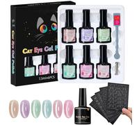 Ghost Party Nail Trend Set with Stickers, Halloween Cat Eye Nail Gel Kit, DIY Magnetic Art Nails Polish with Chameleon Effect for Salon Home Ladies Gift