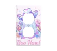 Ghost pastel portant un chapeau de cowboy dans un couvercle holographique pour interrupteur décoratif 1 gang plaque murale pour cuisine salle de bain taille 7 x 11,4 cm