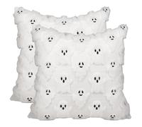 Ghost Pillow Cover - Linen Decorative Cushion Cases, Halloween Throw Covers | 18x18 Inch 2 Pieces Soft Pillowcase with Cute Pattern, Seasonal Decor for Apartment Study Office Car Fall Holiday