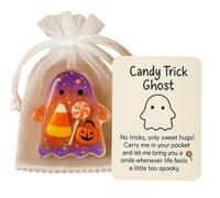 Ghost Pocket Hugs - Cartes de poche d'Halloween | Carte souvenir réconfortante en forme de feu fantôme | Souvenir inspirant portable pour étudiants, adolescents, adultes, vacances, vœux de remise de