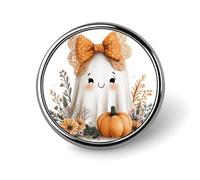 Ghost portant un grand nœud d'Halloween rond broche pour homme femme tendance badge broche broche robe veste sac à dos accessoires