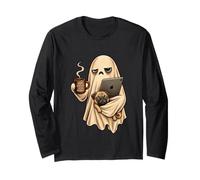 Ghost Pug Laptop Coffee Anti-Social Introverti Funny Art Manche Longue