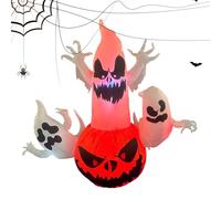 Ghost Pumpkin Blow Up - Ballon gonflable pour Halloween, décoration LED | Décoration d'air hantée pour pelouse, patio, terrasse, accessoire d'extérieur effrayant pour et adultes, affichage de