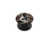 Ghost Reader Book Lover Black Cat Cozy Library Moon PopSockets PopGrip Adhésif