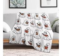 Ghost Reading Book Blanket, Halloween Cozy Soft Flanne Throws Blankets for Couch Sofa Bed, Soft Knit Throw, Halloween Decoration Gift (M (39 * 51 in))