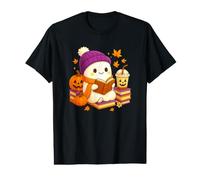 Ghost Reading Book Halloween Coffee Spooky Autumn Fall T-Shirt Graphique avec Valeur