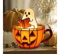 Ghost Reading Book Lamp, Halloween Ghosts Night Light, Cute Reading LED Bathroom Decorative Light, Suitable for Readers and Book Lovers