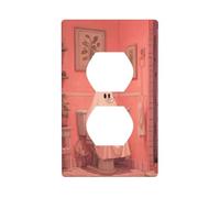 Ghost Reading in The Pink Bathroom Outlet Cover Light Switch Cover Decorative 1 Gang Wall Plate for Kitchen Room Bathroom Size 7x11.4cm