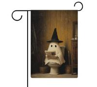 Ghost Reading Journal en bois rustique pour salle de bain, jardin, vacances saisonnières, double face, maison, cour, drapeaux extérieurs 30,5 x 45,7 cm