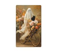 Ghost Riding Old Bicycle Colorful Flowers Black Cat Single Toggle Blank Wall Plate Light Switch Cover Decorative 1 Gang for Kitchen Room Bathroom Size 11.4x7cm