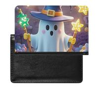 Ghost Staff Étui de passeport sécurisé en cuir synthétique pour cartes de crédit et passeport pour homme et femme, blanc, taille unique, moderne, blanc, Taille unique, Moderne