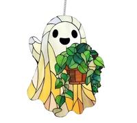 Ghost Stained Glass Halloween Tree Ornaments, 2D Cute Spooky Pendant Sun Catcher for Window Decor, Acrylic Indoor Outdoor Holiday Crafts, Perfect for Porch and Home Halloween Decorations