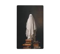 Ghost Standing On A Pile of Books Single Toggle Blank Wall Plate Light Switch Cover Decorative 1 Gang for Kitchen Room Bathroom Size 11.4 x 7 cm