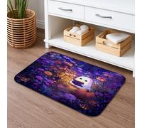 Ghost Tapis de bain à séchage rapide, absorbant, antidérapant, lavable en flanelle, pour décoration de salle de bain, 40,6 x 61 cm