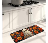 Ghost Tapis de cuisine pour sol, motif floral vintage, doux, rembourré, confortable, lavable, antidérapant pour cuisine, évier, buanderie, salle de bain, 40,6 x 119,4 cm