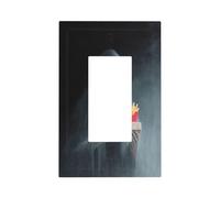 Ghost tenant un cheeseburger et des frites - Plaque murale à bascule simple - Décoration pour la maison, la cuisine, la salle de bain