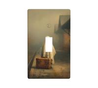 Ghost Vieille valise en cuir brumeux Gare Couverture d'interrupteur décoratif simple à bascule 1 gang Plaque murale pour cuisine, ferme, chambre à coucher, salle de bain