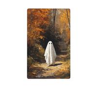 Ghost Walking Autumn Forest Path Single Toggle Blank Wall Plate Light Switch Cover Decorative 1 Gang for Kitchen Room Bathroom Size 11.4x7cm