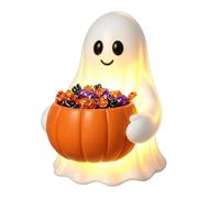 Ghost With Pumpkin Candy Bowl | Halloween Decor With LED Light | Holiday Fr