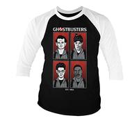 Ghostbusters Officiellement sous Licence Original Team Baseball 3/4 Manches T-Shirt (Blanc-Noir), Large