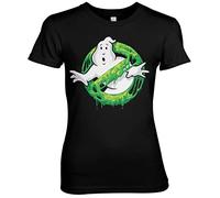 Ghostbusters Officiellement sous Licence Slime Logo Femme T-Shirt (Noir), Large