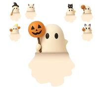 Ghostees Mystery Phone Buddy, Cute Halloween Phones Decorations, Stick-on Halloween Ghost & Pumpkin Phone Topper,Peel-and-Stick Design Figurine, for All Phones (A6)
