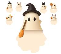 Ghostees Mystery Phone Buddy, Cute Halloween Phones Decorations, Stick-on Halloween Ghost & Pumpkin Phone Topper,Peel-and-Stick Design Figurine, for All Phones (A1)