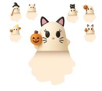 Ghostees Mystery Phone Buddy, Cute Halloween Phones Decorations, Stick-on Halloween Ghost & Pumpkin Phone Topper,Peel-and-Stick Design Figurine, for All Phones (A4)