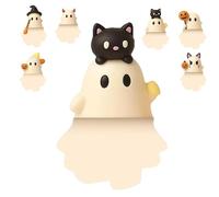 Ghostees Mystery Phone Buddy, Cute Halloween Phones Decorations, Stick-on Halloween Ghost & Pumpkin Phone Topper,Peel-and-Stick Design Figurine, for All Phones (A5)